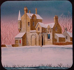 magic lantern slide moving church snow