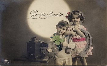 postcard magic lantern Bonne Annee 1