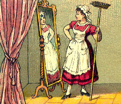 lantern slide servant girl mirror