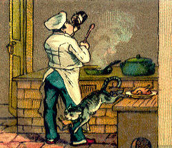 lantern slide cook in kitchen