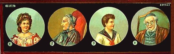 four stately portraits lantern slide