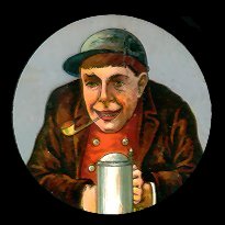 beer drinking man lantern slide